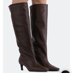 Leather Knee High Brown Boots Size 8